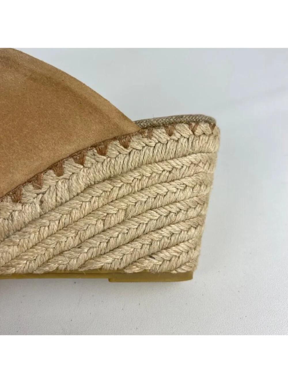 Vince Womens Sutherland Jute Wedge Sandals Brown Tan Suede Leather size 6M